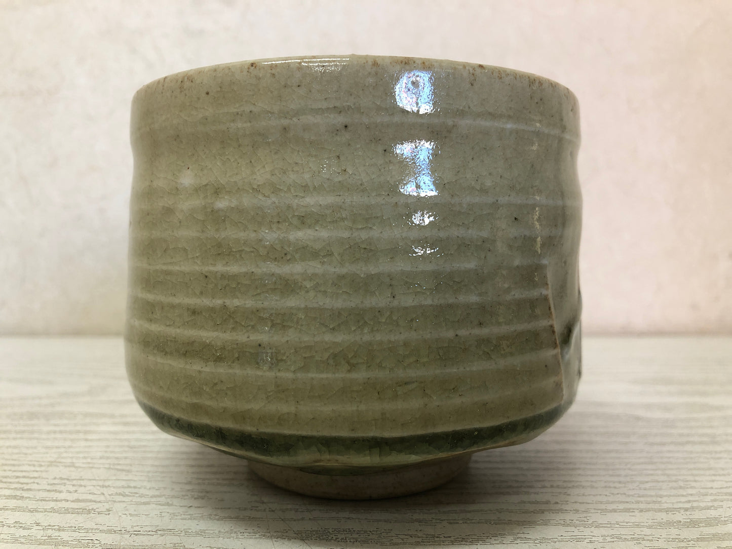 Y3738 CHAWAN Seto-ware signed Japan antique tea ceremony bowl cup pottery