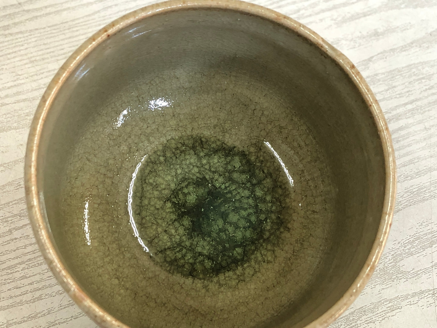 Y3738 CHAWAN Seto-ware signed Japan antique tea ceremony bowl cup pottery