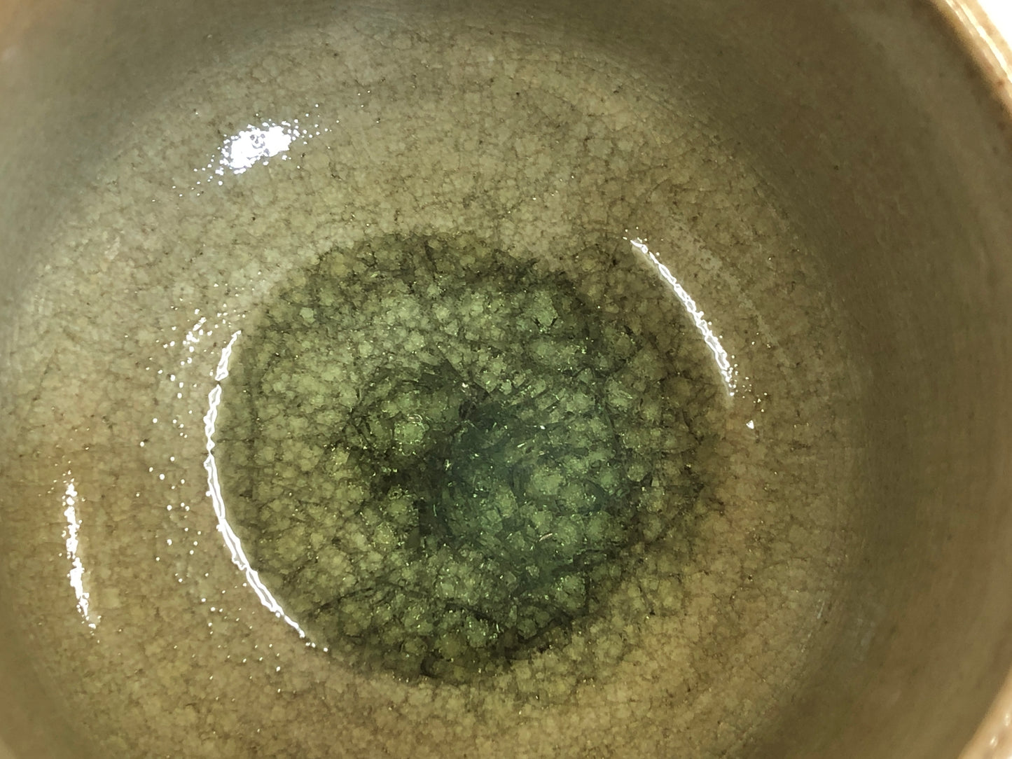 Y3738 CHAWAN Seto-ware signed Japan antique tea ceremony bowl cup pottery