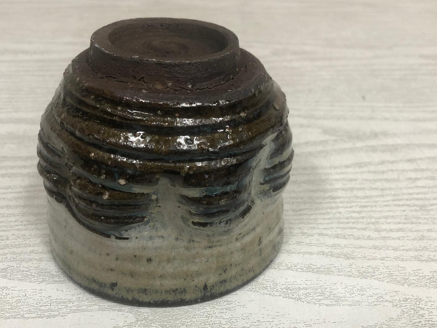 Y3749 CHAWAN Kyo-ware signed Japan antique tea ceremony bowl cup pottery