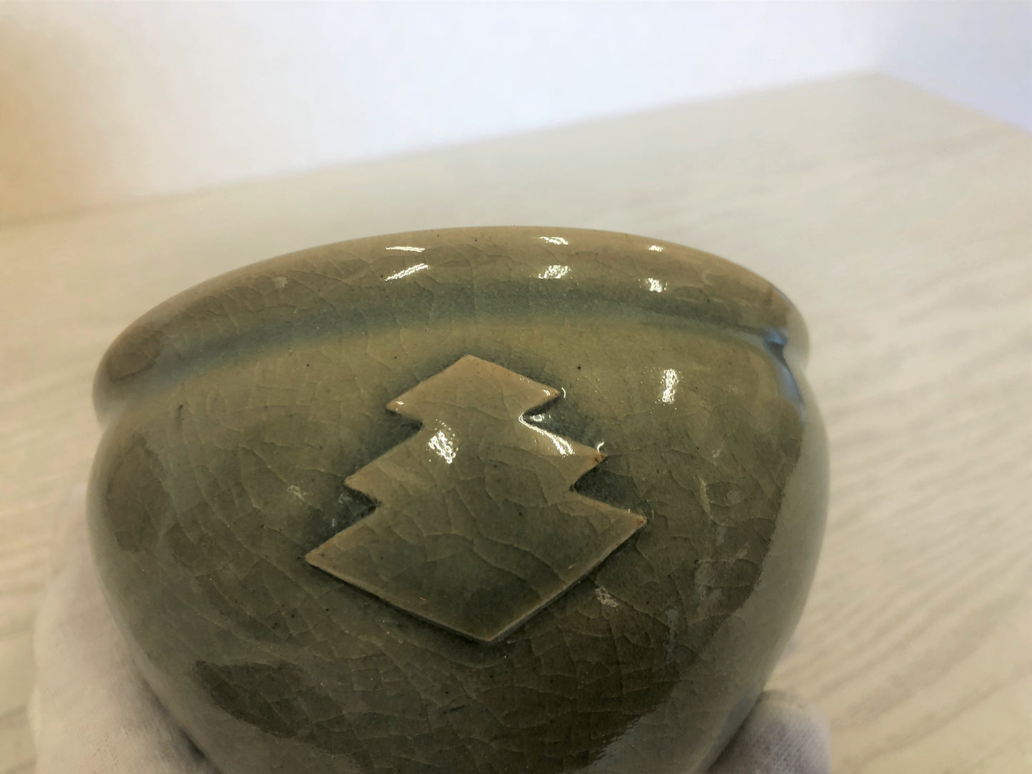 Y3772 CHAWAN Tada-ware signed box Japan antique tea ceremony bowl cup pottery