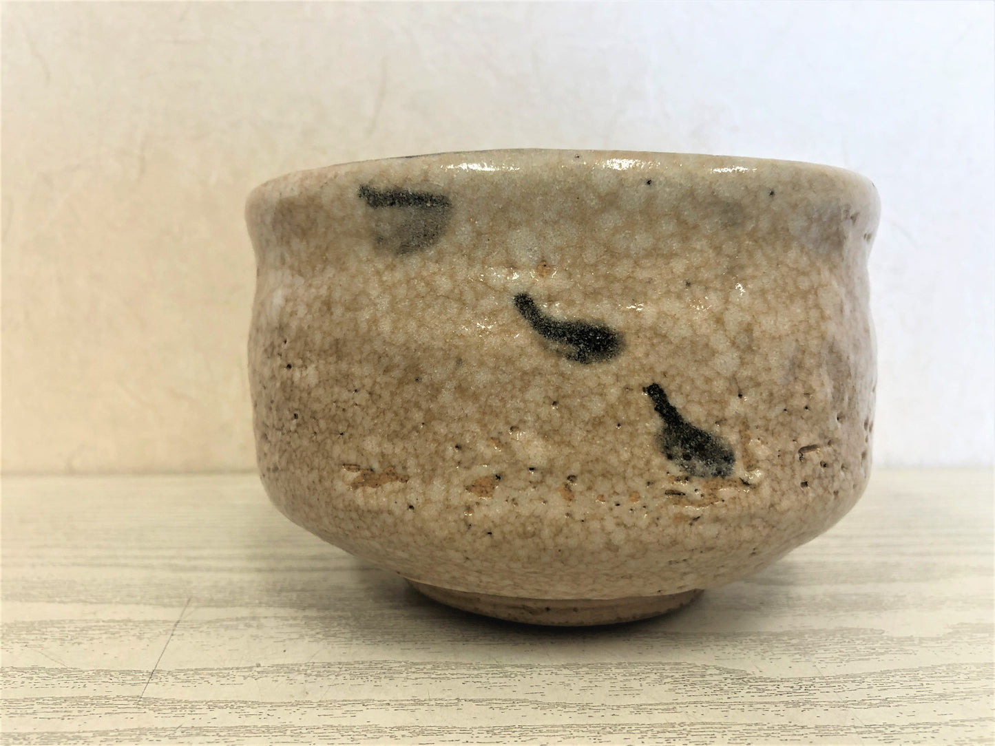 Y3773 CHAWAN Shino-ware signed box Japan antique tea ceremony bowl cup pottery