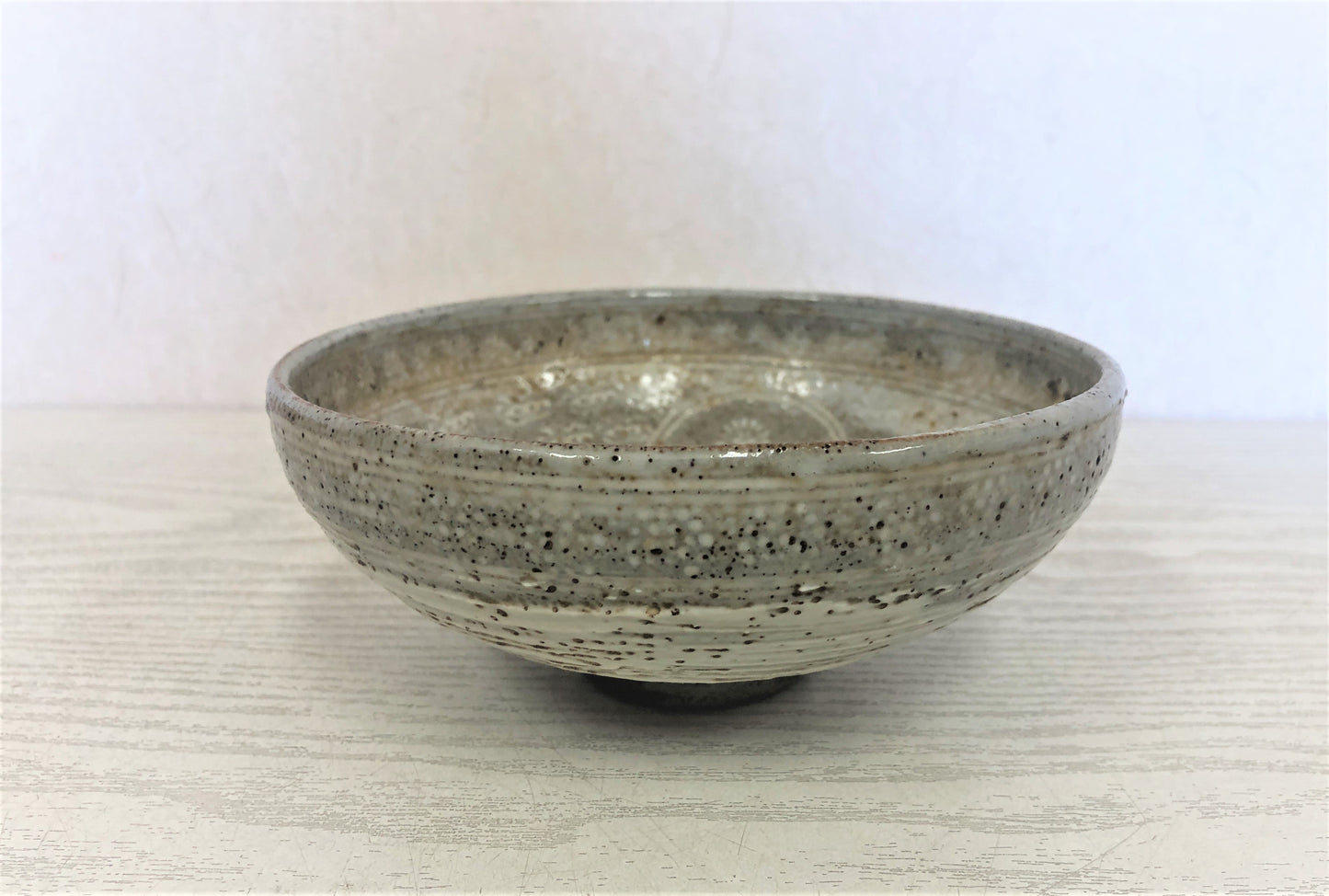 Y3774 CHAWAN Mishima signed box Rokubei Shimizu Japan antique tea ceremony bowl