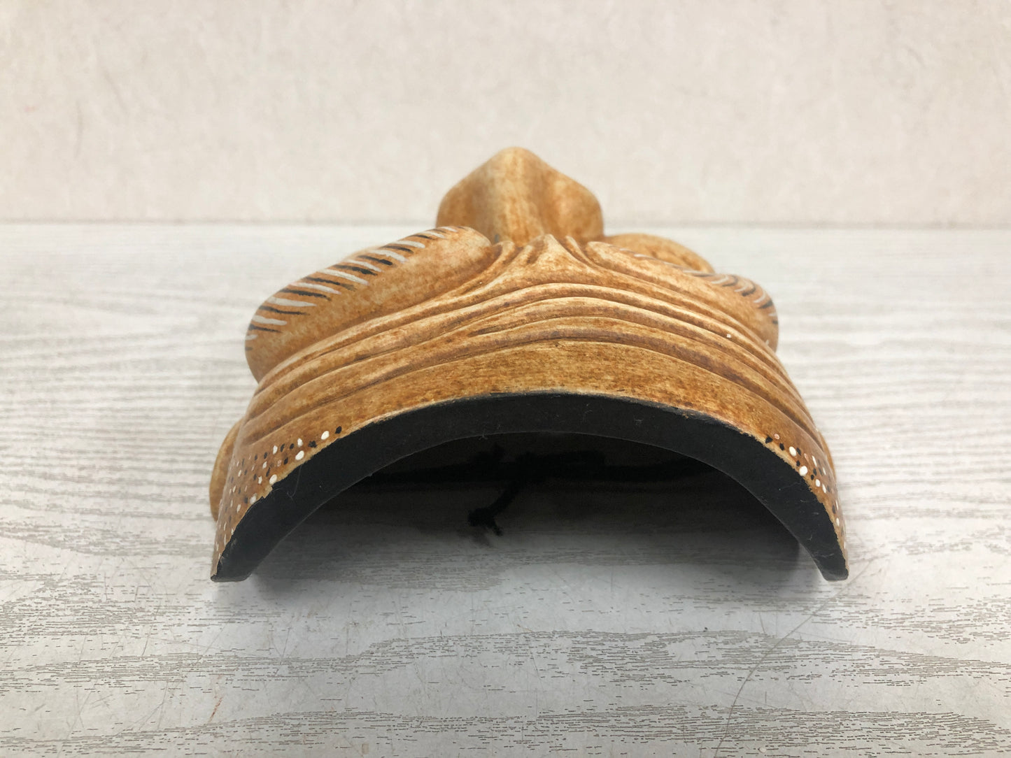 Y3797 NOH MASK wood carving Old man signed Japan antique vintage dance drama