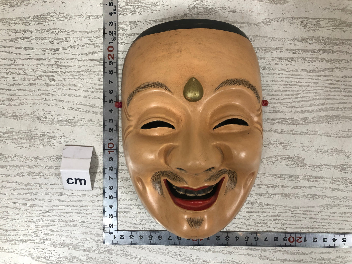 Y3799 NOH MASK wood carving Hermit signed Japan antique omen vintage dance drama