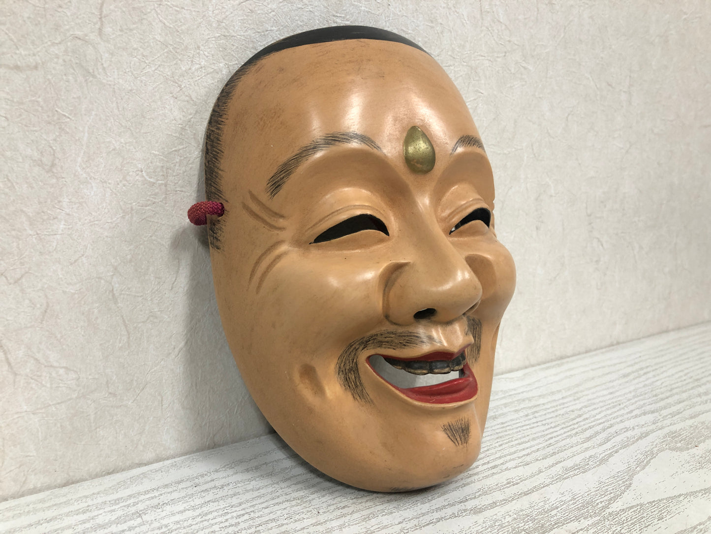Y3799 NOH MASK wood carving Hermit signed Japan antique omen vintage dance drama