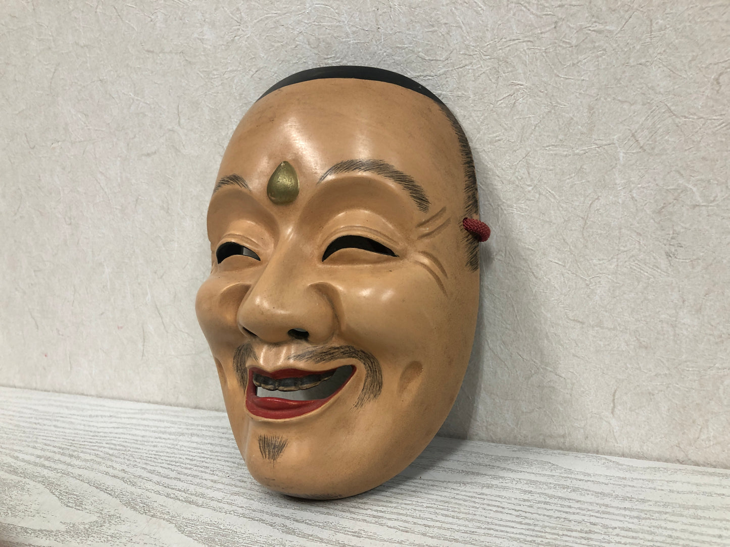 Y3799 NOH MASK wood carving Hermit signed Japan antique omen vintage dance drama