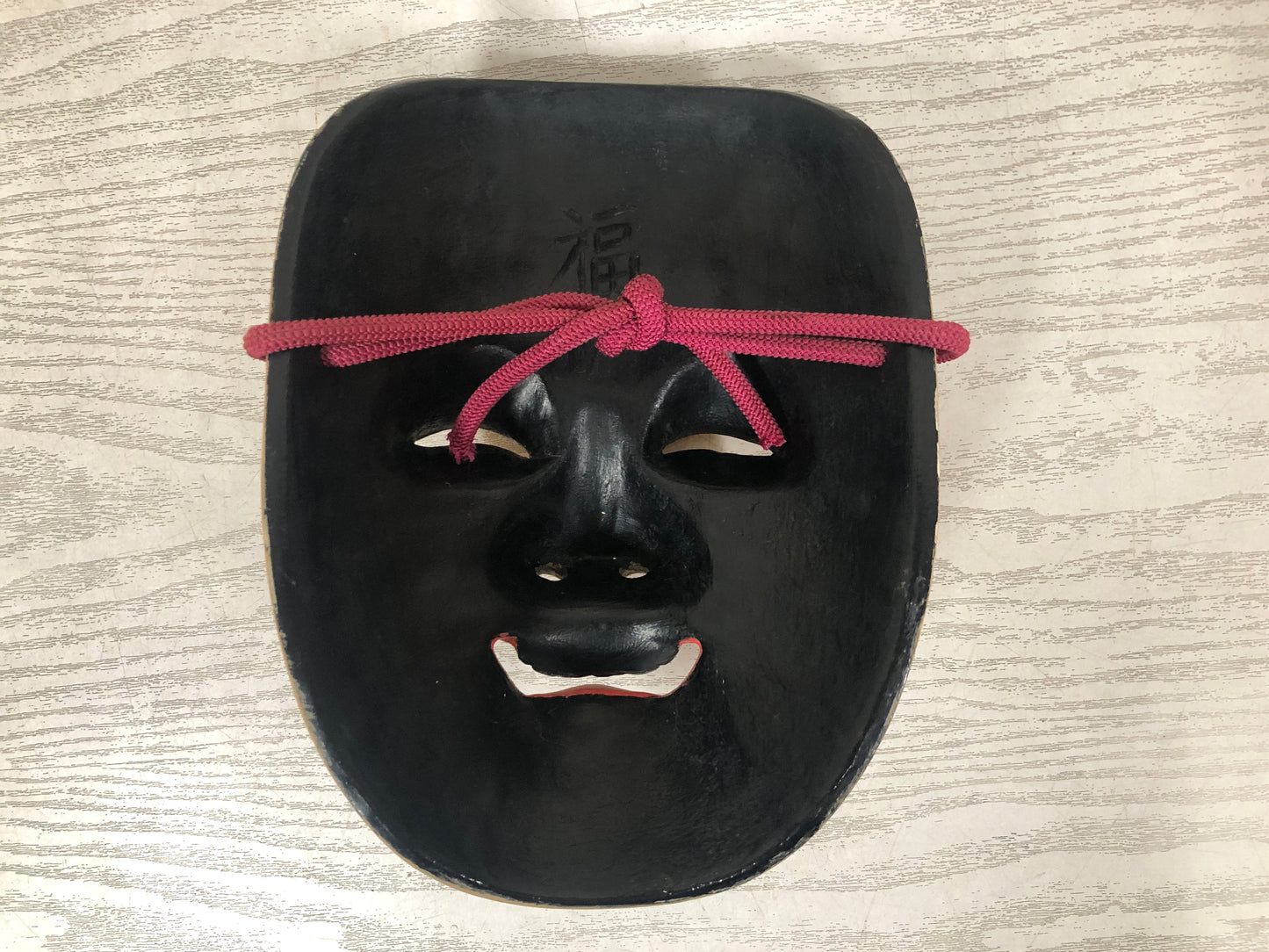 Y3799 NOH MASK wood carving Hermit signed Japan antique omen vintage dance drama
