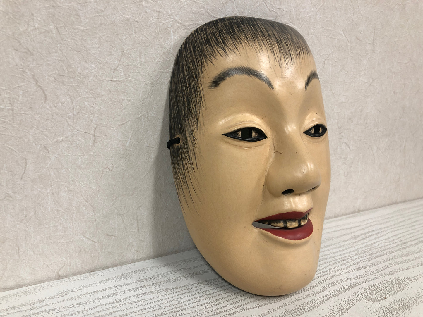 Y3800 NOH MASK wood carving Woman signed Japan antique omen vintage dance drama