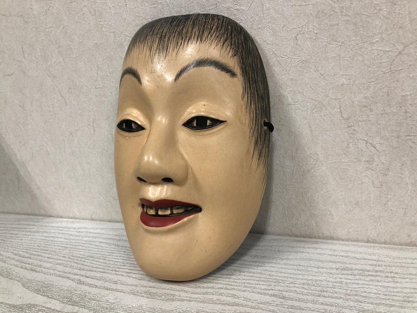 Y3800 NOH MASK wood carving Woman signed Japan antique omen vintage dance drama