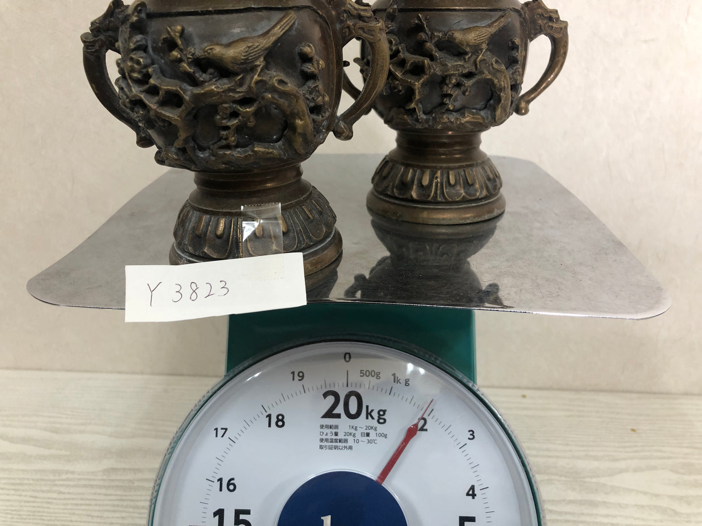 Y3823 Buddhist Altar Equipment Flower Vase pair Japan Buddhism interior antique