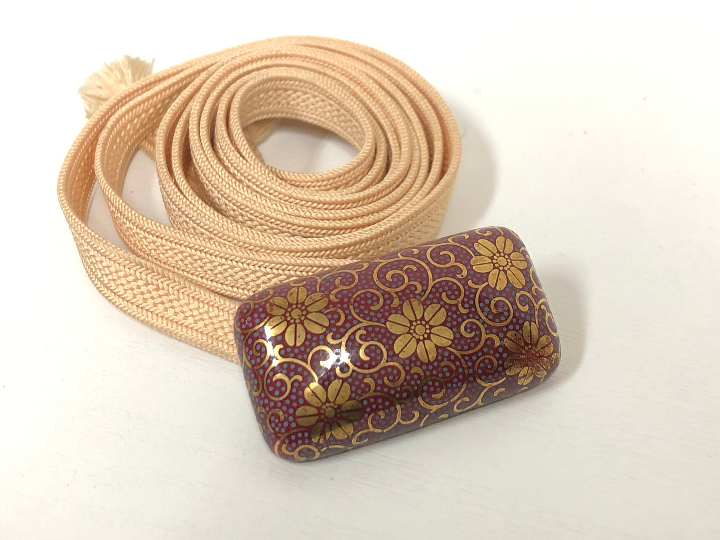 Y3841 OBIDOME Kutani-ware Sash Clip Flower Japan Kimono accessory antique