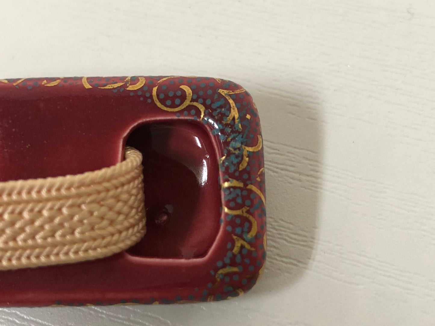 Y3841 OBIDOME Kutani-ware Sash Clip Flower Japan Kimono accessory antique