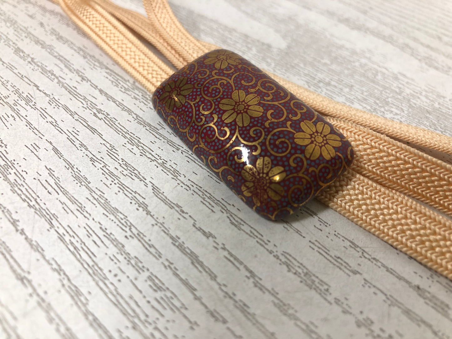 Y3841 OBIDOME Kutani-ware Sash Clip Flower Japan Kimono accessory antique