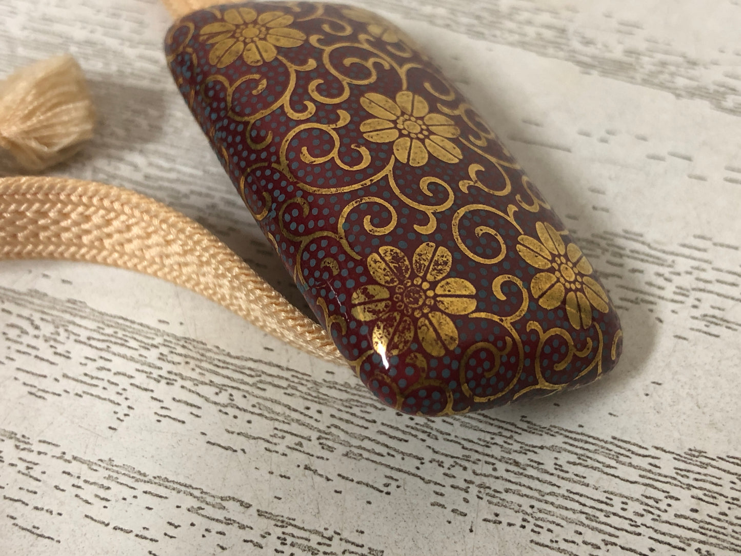 Y3841 OBIDOME Kutani-ware Sash Clip Flower Japan Kimono accessory antique