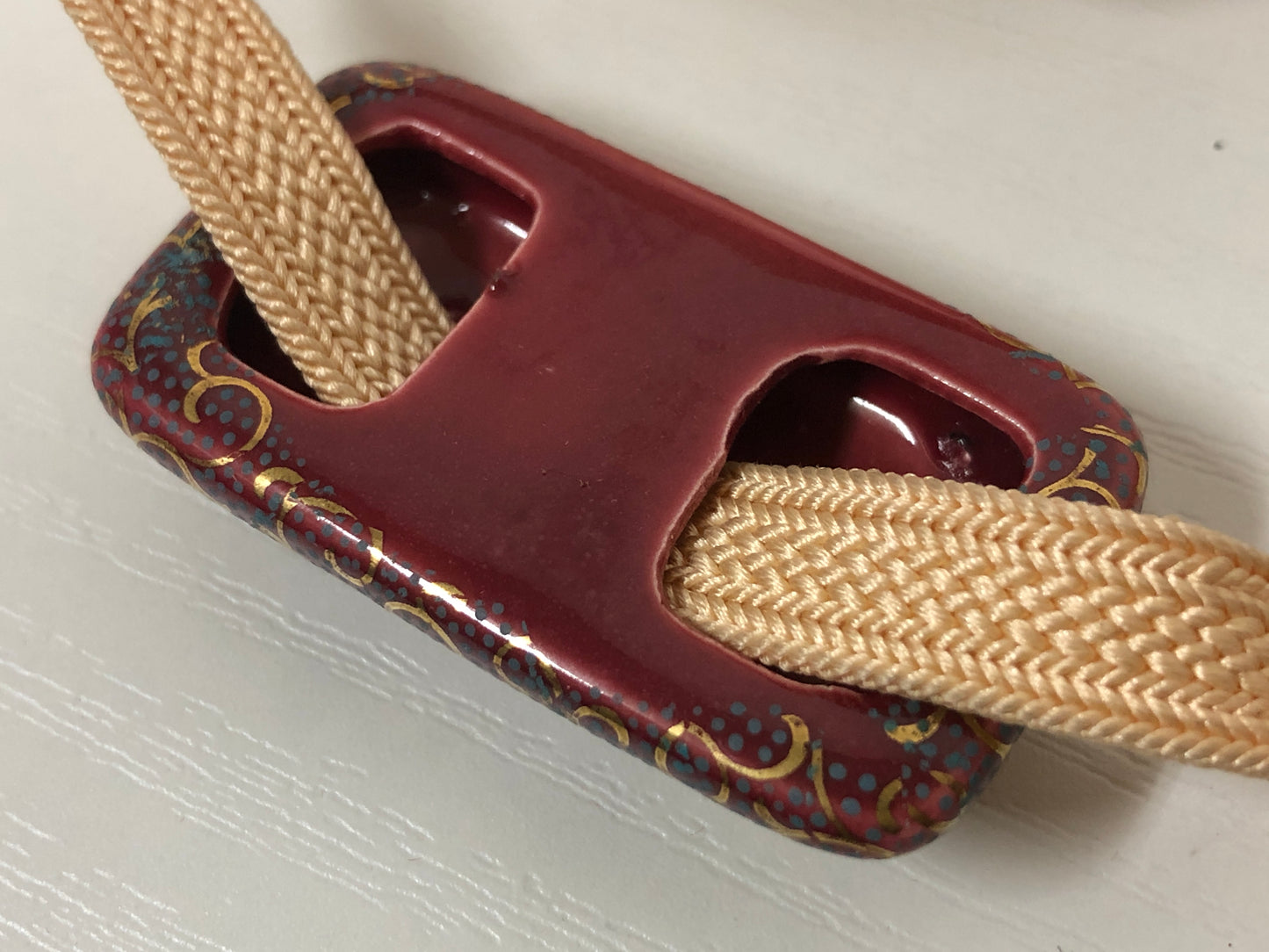 Y3841 OBIDOME Kutani-ware Sash Clip Flower Japan Kimono accessory antique