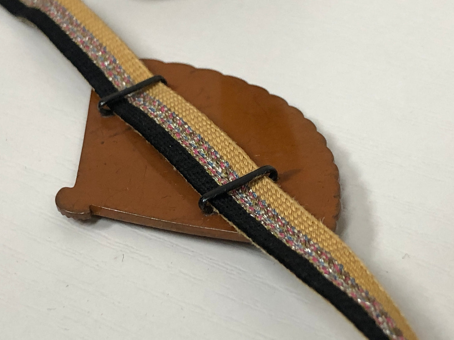 Y3845 OBIDOME Fan Sash Clip metalwork engraving Japan Kimono accessory antique