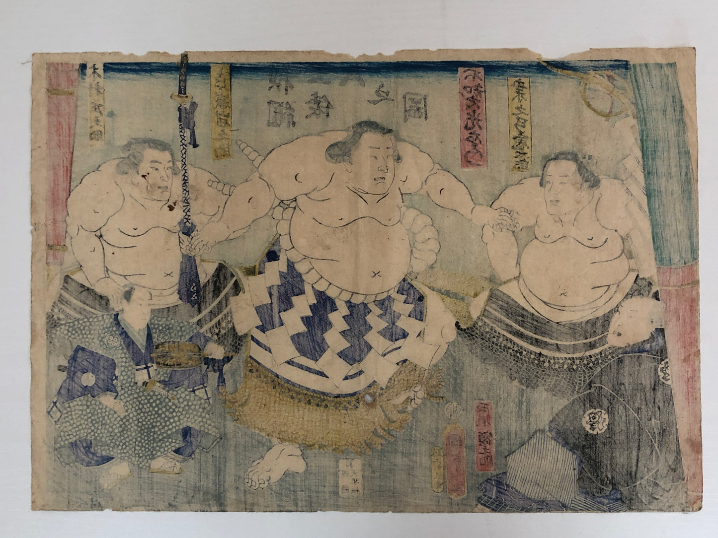 Y3892 WOODBLOCK PRINT Kunisada Sumo Dohyo-iri Japan Ukiyoe art interior antique