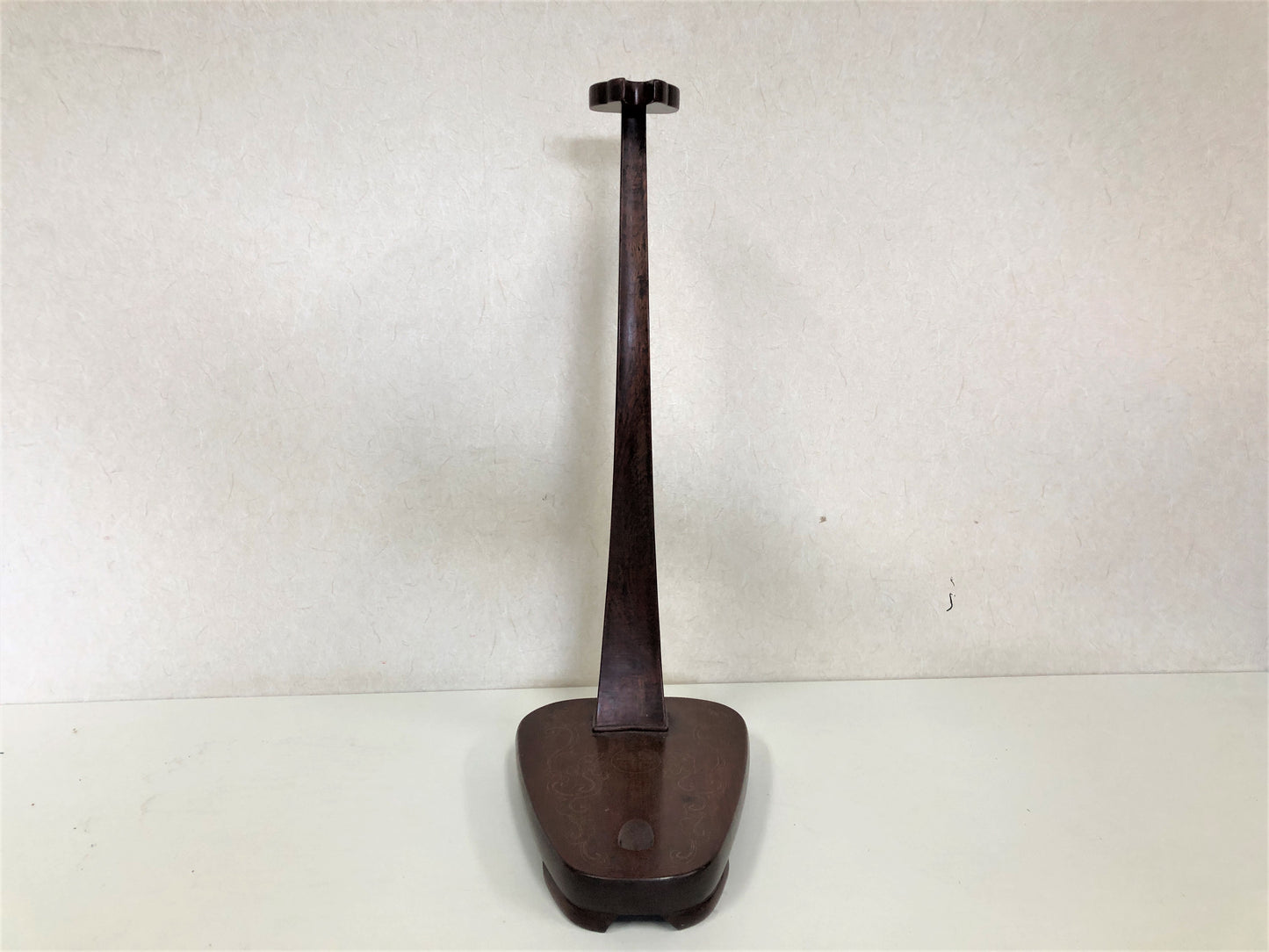 Y3898 OKIMONO wooden Sword Rack single kanata holder Inlay Japan antique samurai