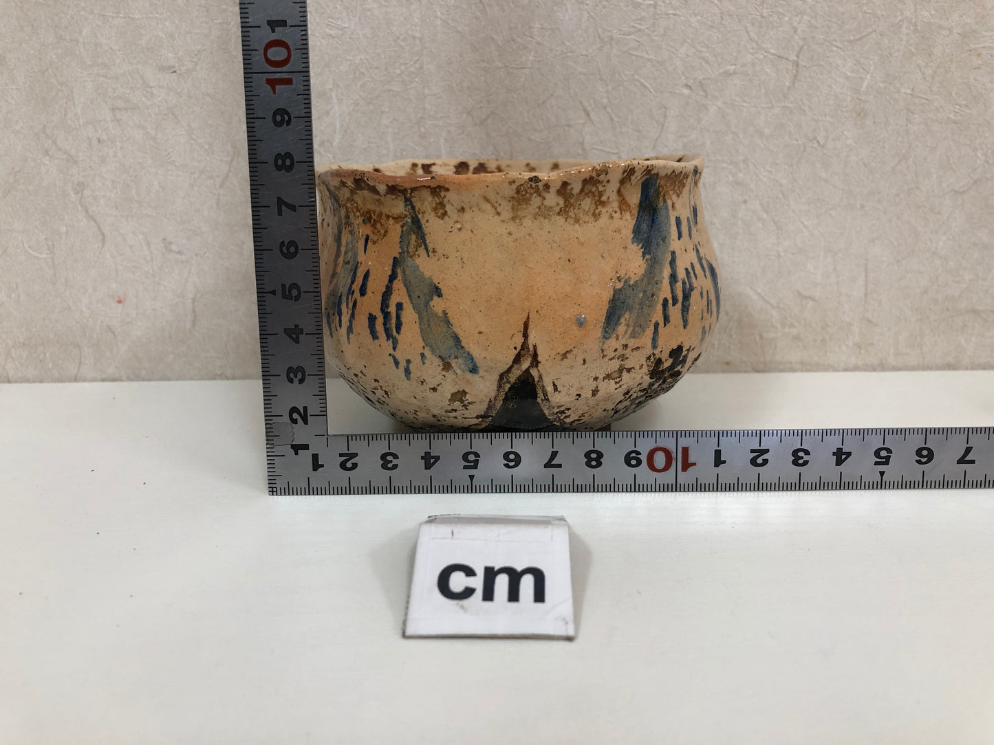 Y3913 CHAWAN Raku-ware color picture Japan antique tea ceremony bowl cup pottery