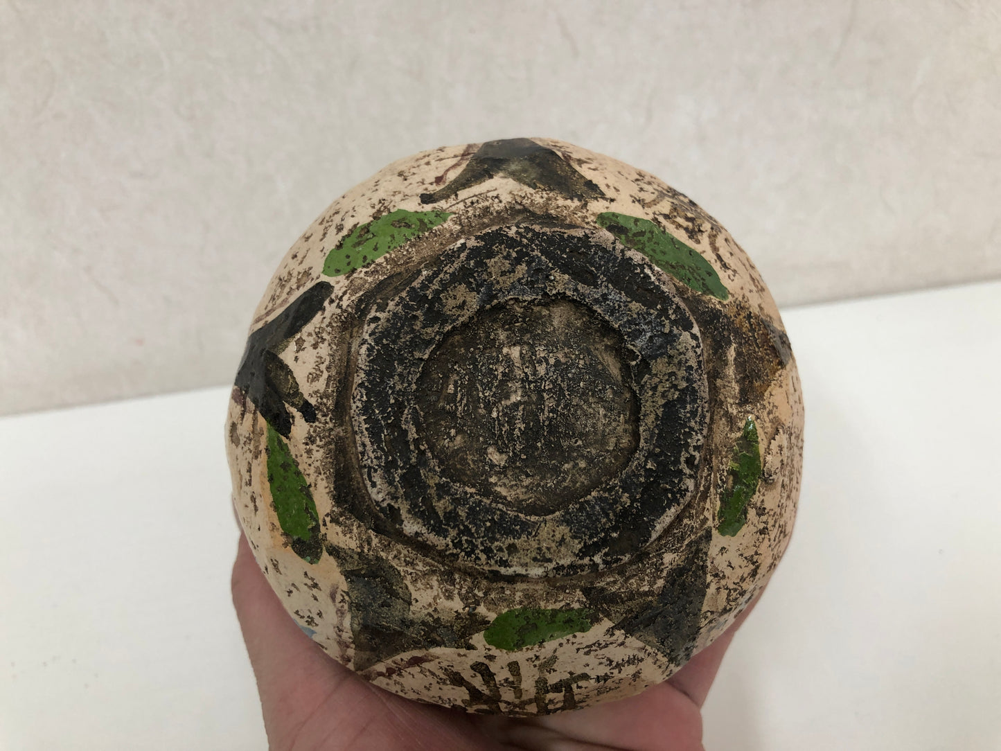 Y3913 CHAWAN Raku-ware color picture Japan antique tea ceremony bowl cup pottery