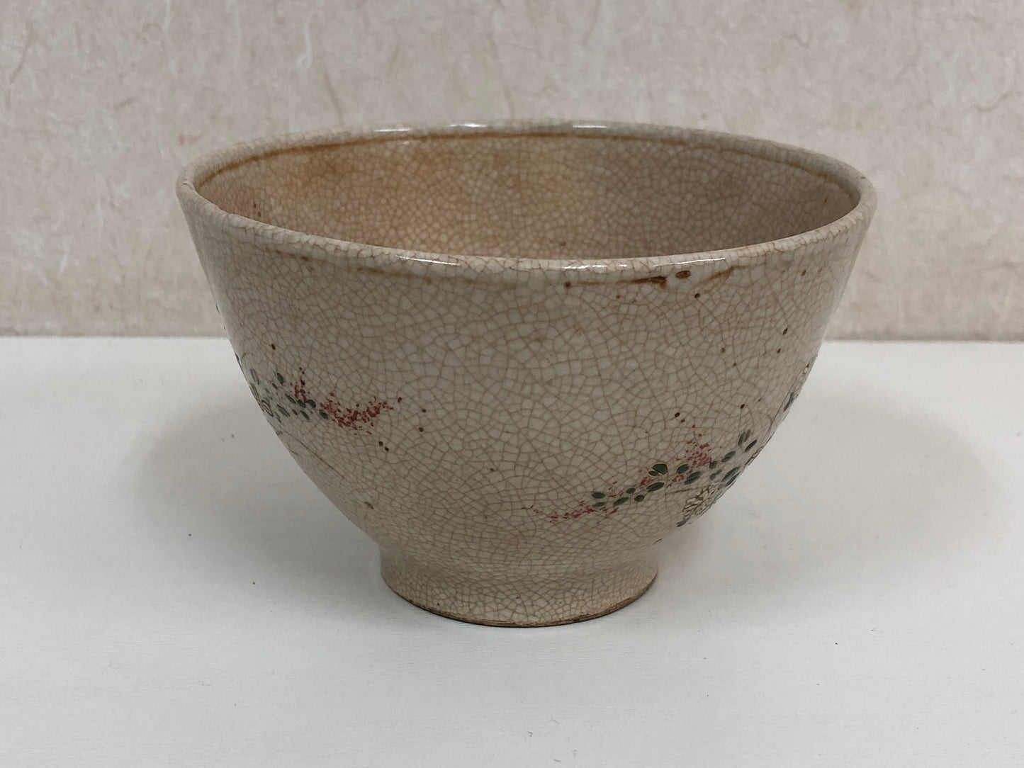 Y3915 CHAWAN Satsuma-ware flower Japan antique tea ceremony bowl cup pottery