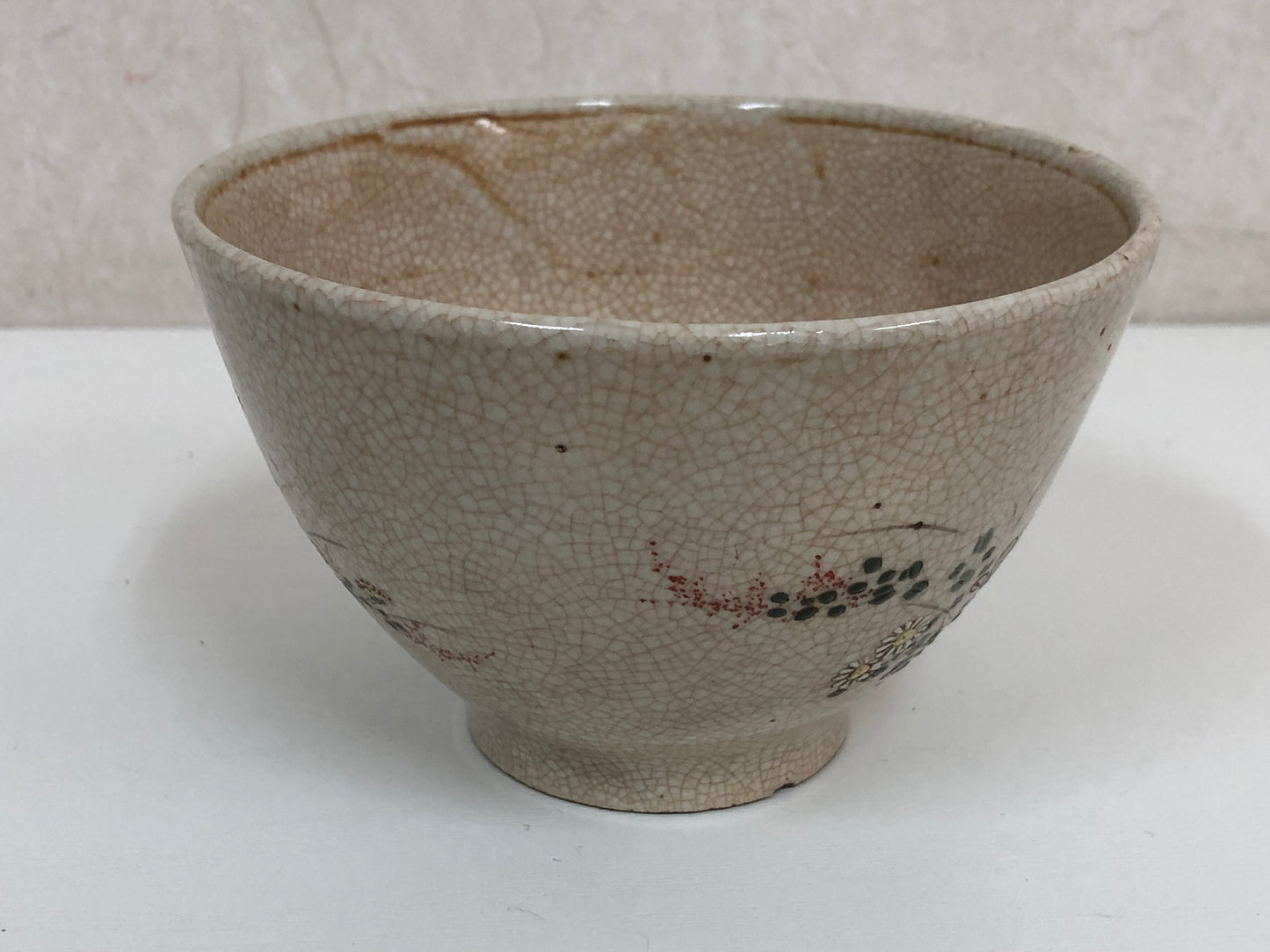 Y3915 CHAWAN Satsuma-ware flower Japan antique tea ceremony bowl cup pottery