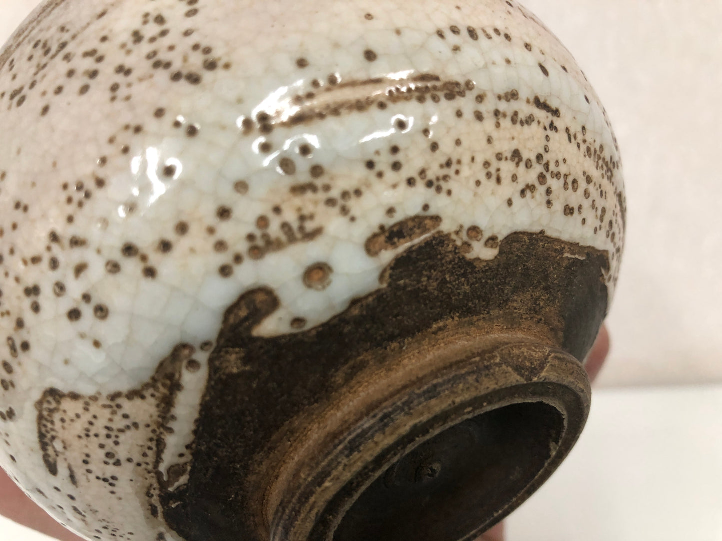 Y3932 CHAWAN Mino-ware signed Japan antique tea ceremony bowl cup pottery
