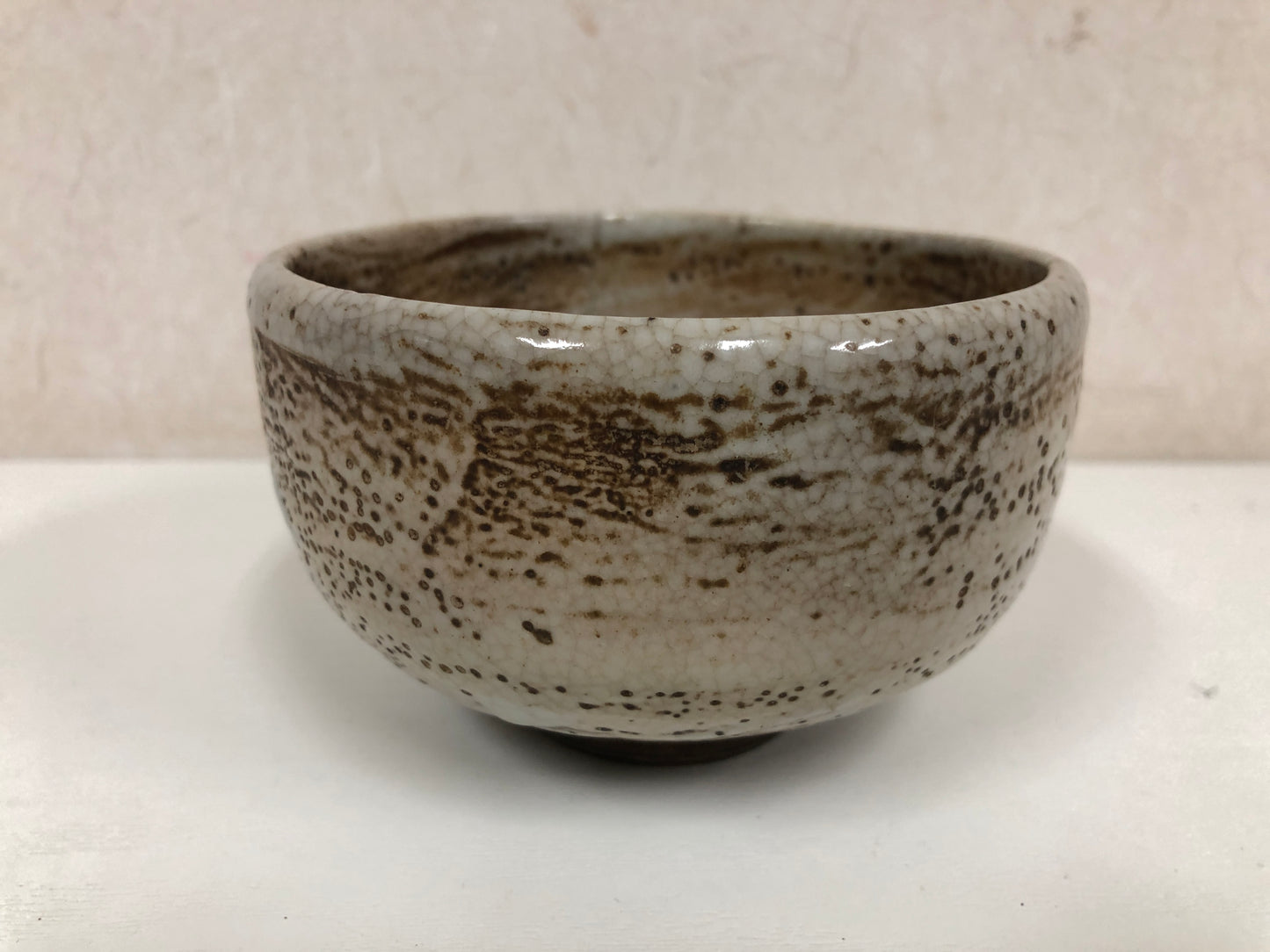 Y3932 CHAWAN Mino-ware signed Japan antique tea ceremony bowl cup pottery