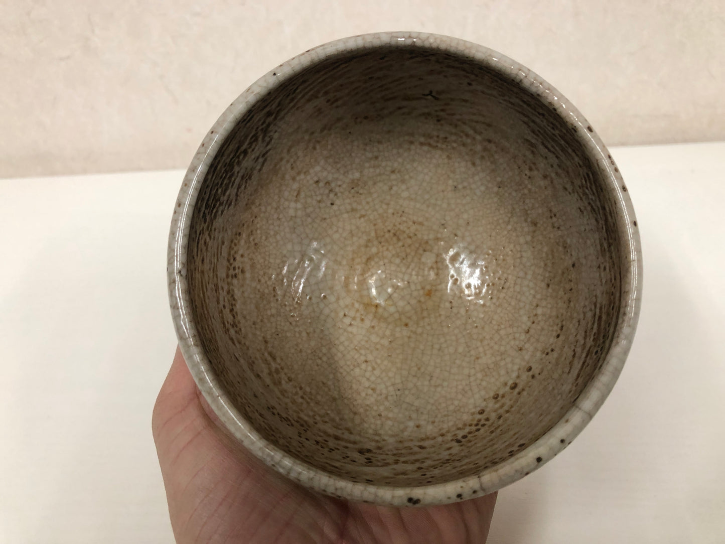 Y3932 CHAWAN Mino-ware signed Japan antique tea ceremony bowl cup pottery
