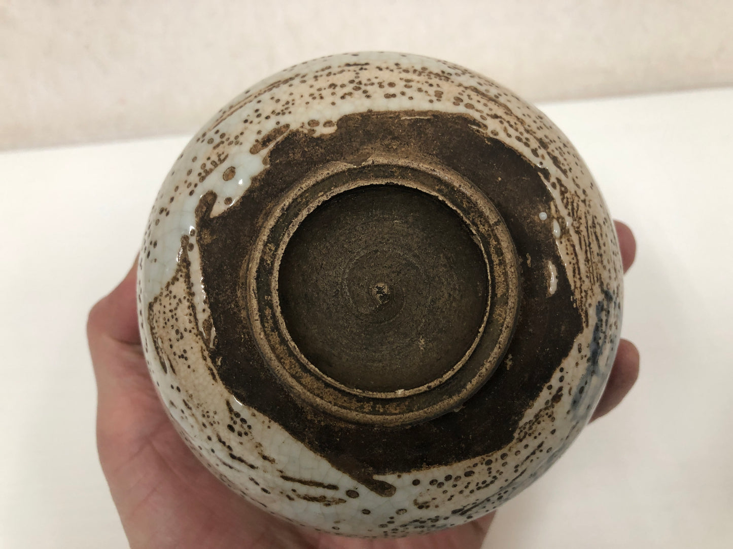 Y3932 CHAWAN Mino-ware signed Japan antique tea ceremony bowl cup pottery
