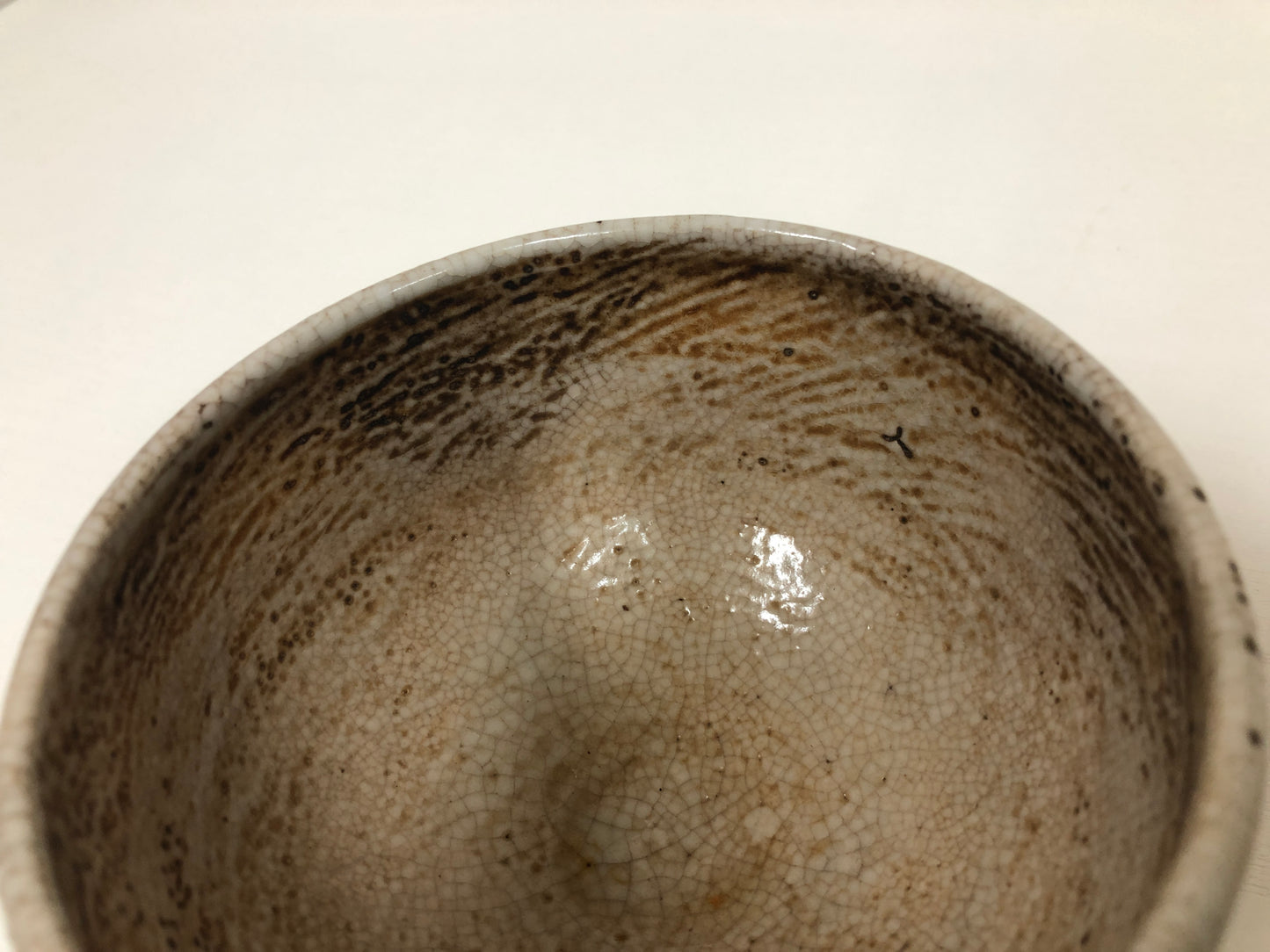 Y3932 CHAWAN Mino-ware signed Japan antique tea ceremony bowl cup pottery