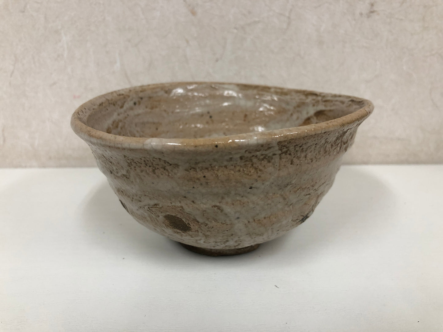Y3935 CHAWAN Mino-ware signed Japan antique tea ceremony bowl cup pottery