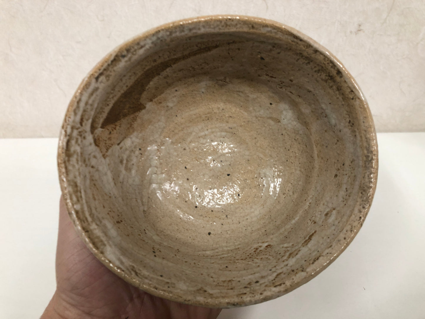 Y3935 CHAWAN Mino-ware signed Japan antique tea ceremony bowl cup pottery