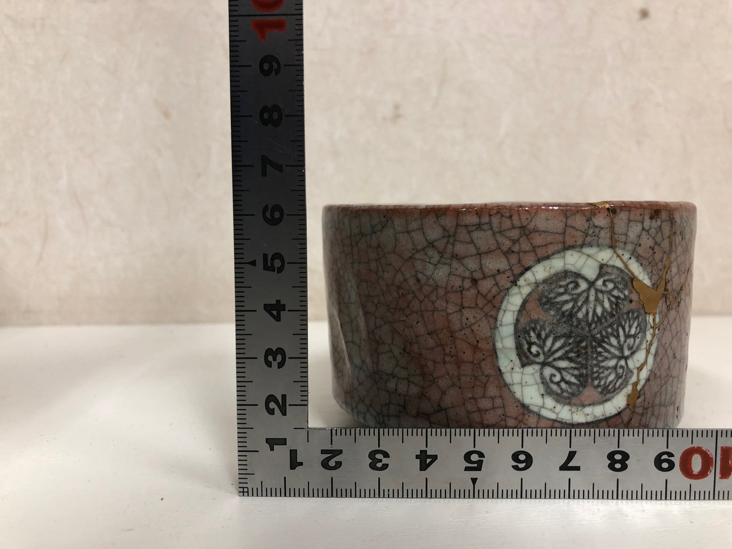 Y3939 CHAWAN Ofuke-ware kintsugi Aoi crest Japan antique tea ceremony bowl cup