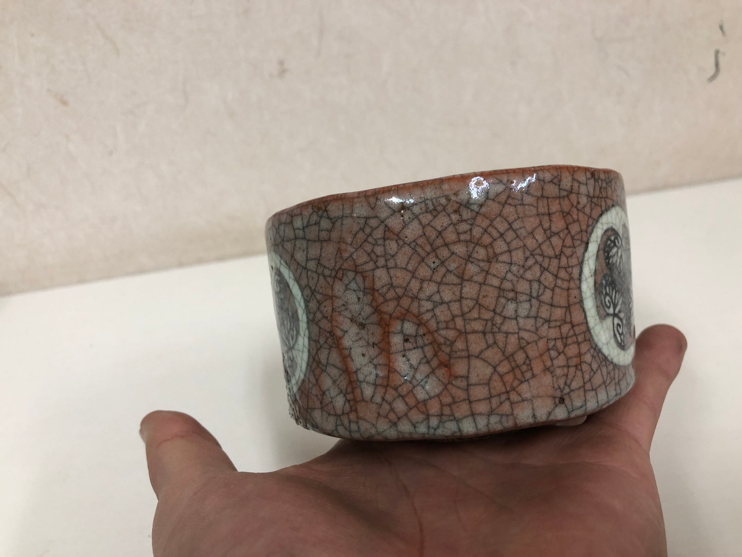 Y3939 CHAWAN Ofuke-ware kintsugi Aoi crest Japan antique tea ceremony bowl cup