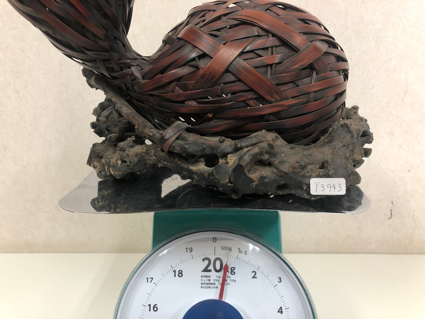 Y3943 FLOWER VASE Bamboo gourd shape Japan ikebana arrangement interior antique