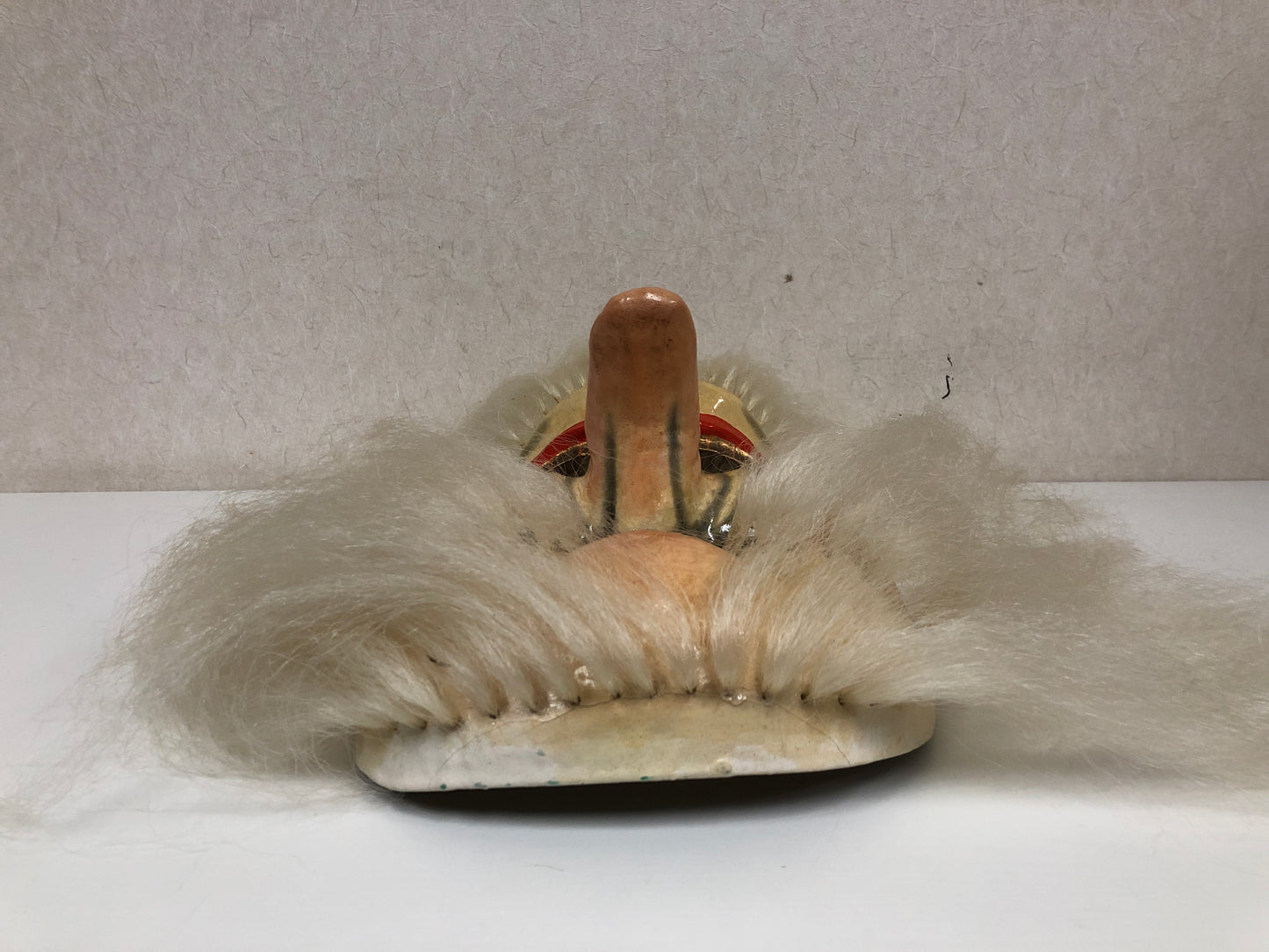 Y3965 MASK papier-mache white Tengu yokai Japanese antique omen vintage Japan