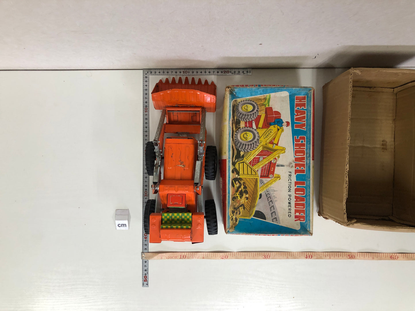Y3973 TIN TOY Yonezawa Shovel Loader Excavator box Japanese antique vintage