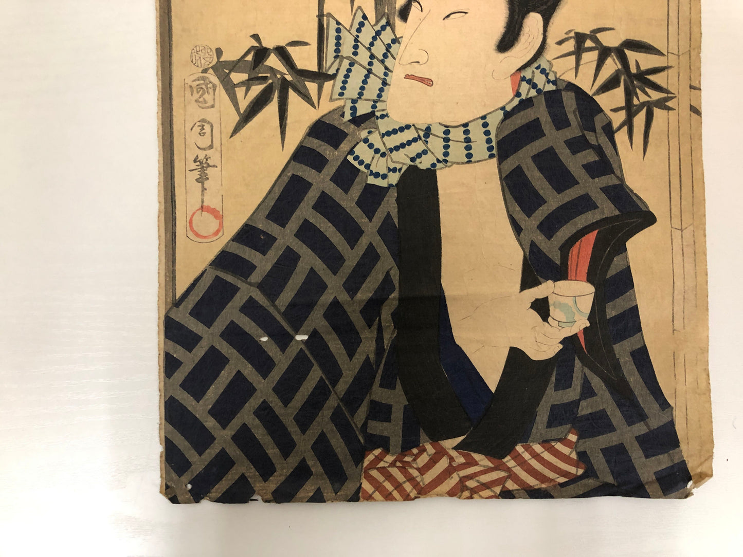 Y4006 WOODBLOCK PRINT Kunichika actor Japan Ukiyoe art interior antique decor