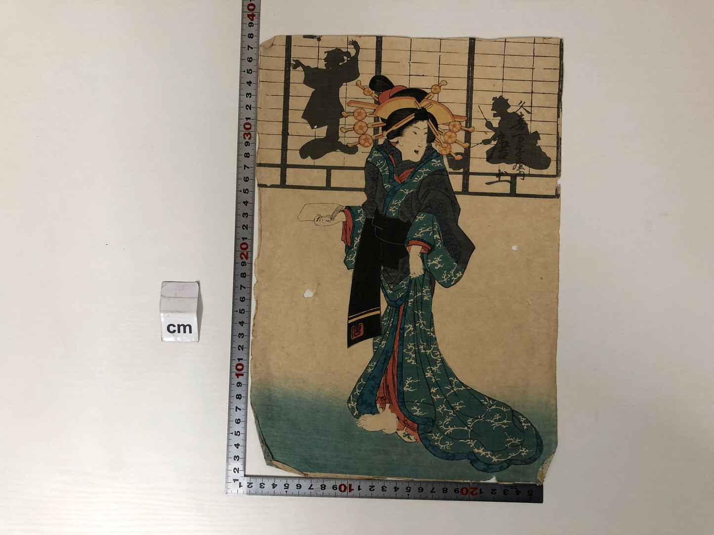 Y4007 WOODBLOCK PRINT kimono beauty no signature Japan Ukiyoe interior antique