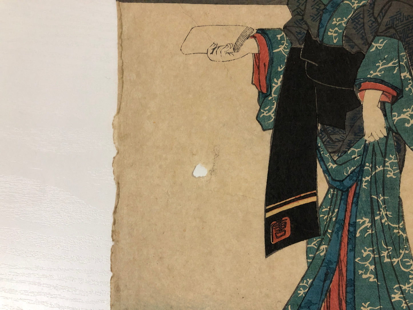 Y4007 WOODBLOCK PRINT kimono beauty no signature Japan Ukiyoe interior antique