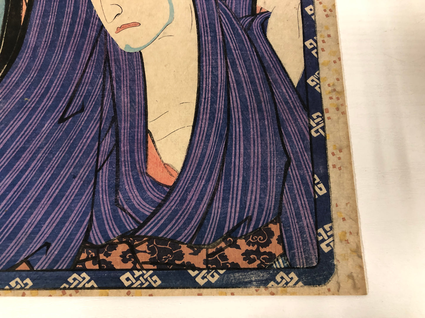 Y4010 WOODBLOCK PRINT Kunichika Kabuki actor Japan Ukiyoe art interior antique