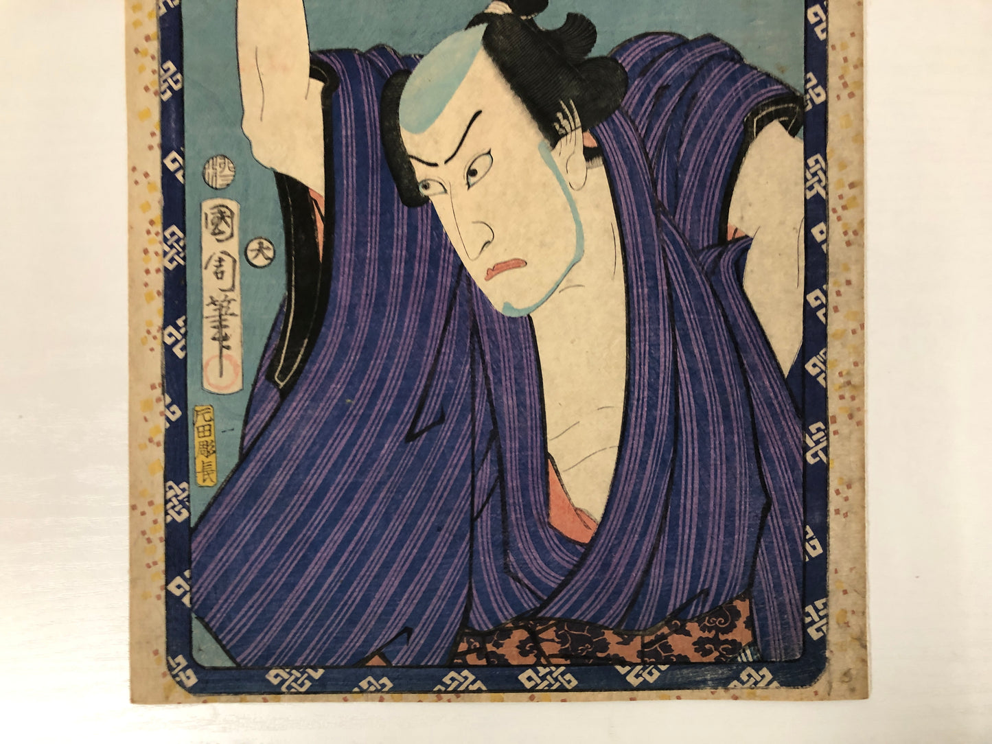 Y4010 WOODBLOCK PRINT Kunichika Kabuki actor Japan Ukiyoe art interior antique