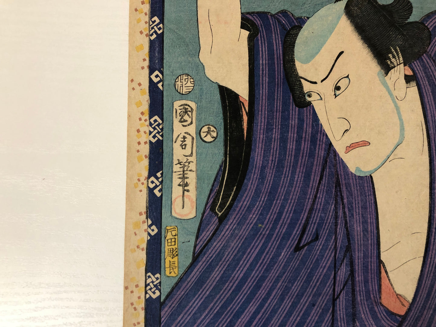 Y4010 WOODBLOCK PRINT Kunichika Kabuki actor Japan Ukiyoe art interior antique