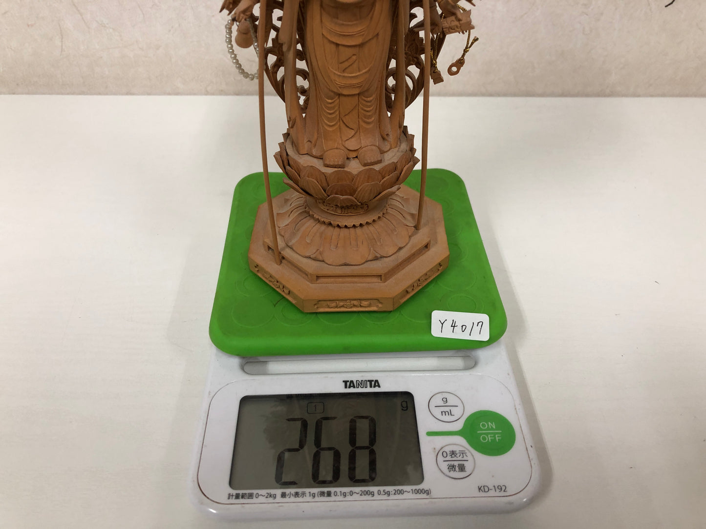 Y4017 STATUE Senju Kannon plain wood carving Buddha figure Japan antique vintage