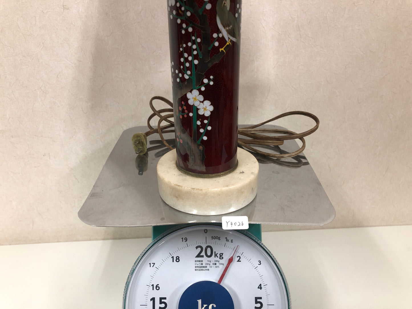 Y4026 LAMP Cloissone Desk reading light flower bird Japanese antique interior