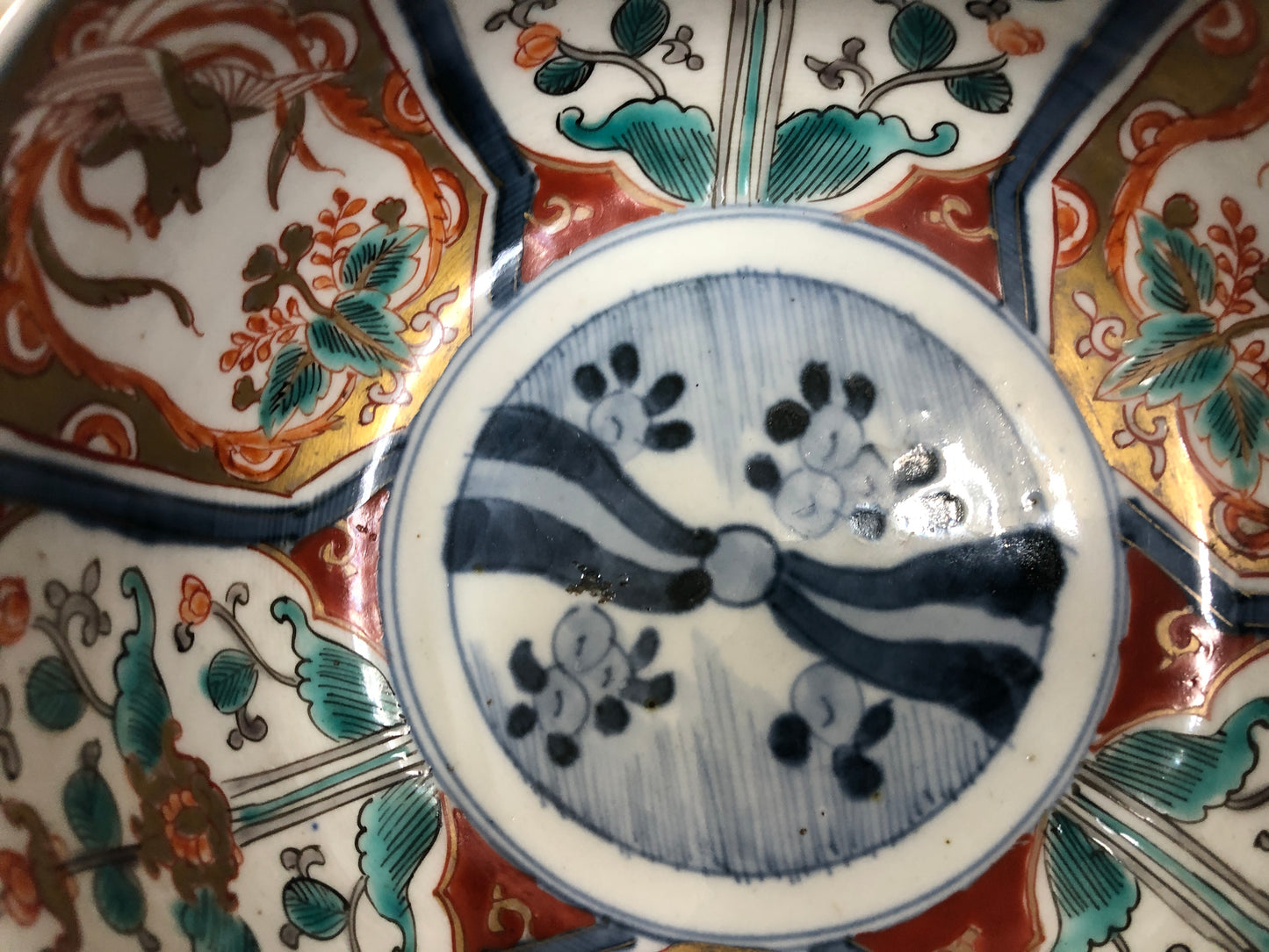 Y4042 HAISEN Imari-ware color picture Wash Basin foot Japanese antique vintage