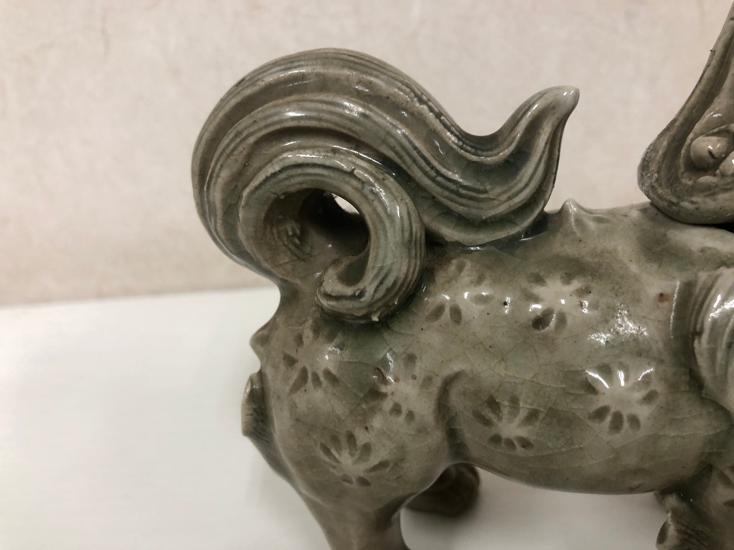 Y4055 KOURO Seto-ware Lion signed box antique Incense Burner fragrance Japan