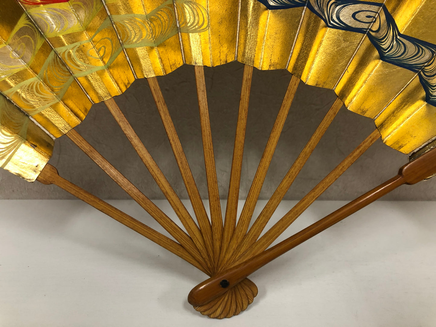 Y4076 SENSU Dancer's Fan golden Japan antique vintage kimono accessory